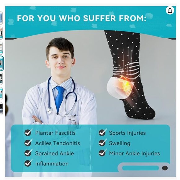 Wide Calf Compression Ankle Support Socks 3 Pairs NEW SIZE XXXL BLACK,PINK,BLUE - Picture 4 of 7